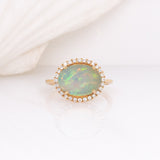Anouk 14k Solid Yellow Gold Ethiopian Opal w Natural Diamond Accents Ring | 12x10mm