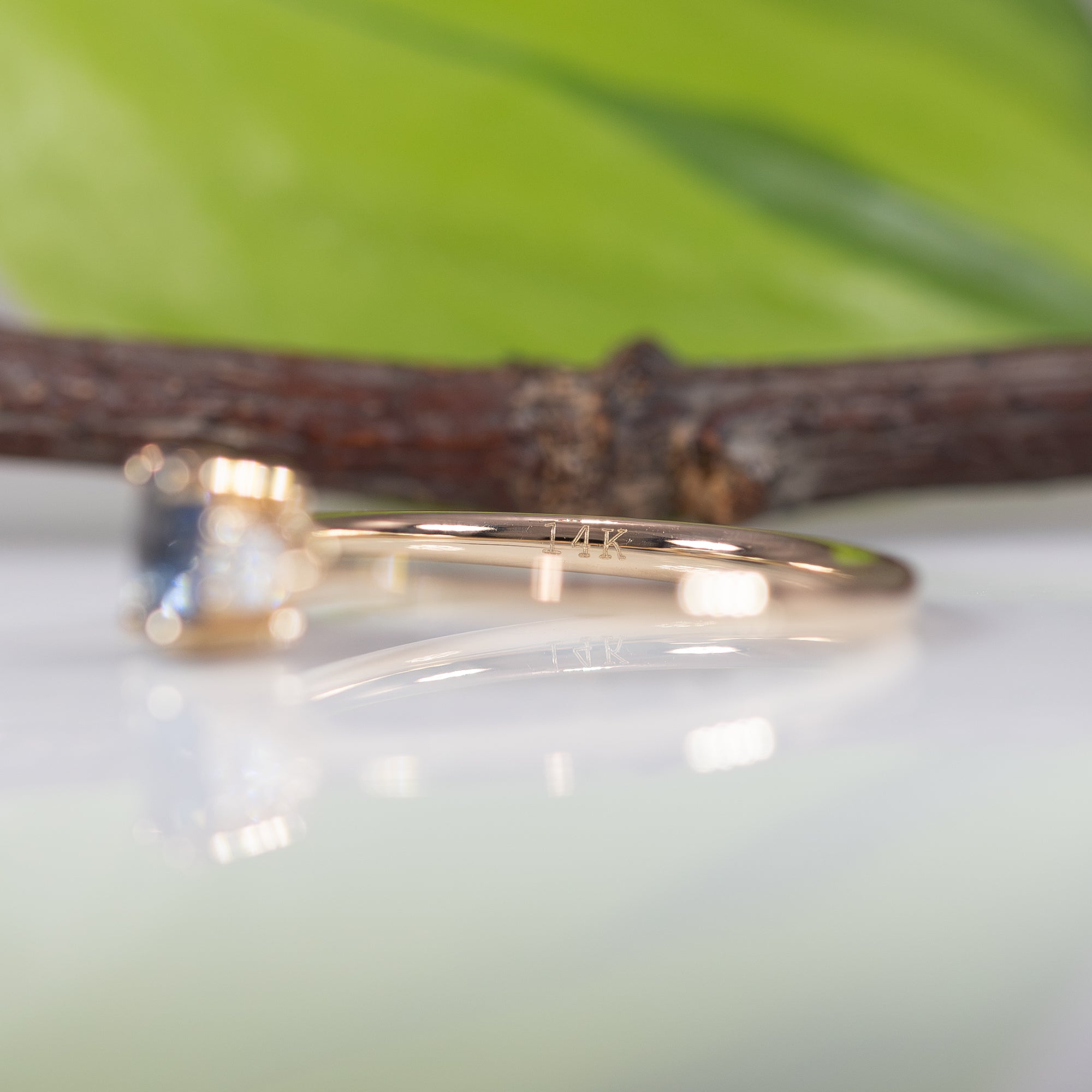 14K yellow gold montana sapphire ring