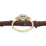 Harley 1.6ct East West Blue Zircon Ring w Earth Mined Diamonds in Solid 14K Yellow Gold | Oval 8x6mm | December Birthstone