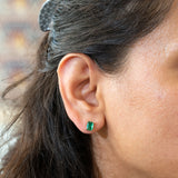 Beautiful Zambian Emerald Solitaire Stud Earrings in Solid 14K Gold | Emerald Cut 5x3mm 6x4mm 7x5mm 8x6mm