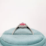 Lia 14K White Gold Padparadscha Sapphire Diamond Ring | PE 6x5mm