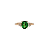 Elly 14k Solid Yellow Gold Tsavorite and Diamond Ring | Oval 8x6mm