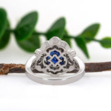 Yeri 14K White Gold 2.13cts Ceylon Sapphire Diamond Ring | Round 7mm