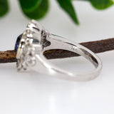 Yeri 14K White Gold 2.13cts Ceylon Sapphire Diamond Ring | Round 7mm