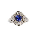 Yeri 14K White Gold 2.13cts Ceylon Sapphire Diamond Ring | Round 7mm