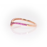 Pink Sapphire V Band Ring in Solid 14K Gold – Minimalist Chevron Design
