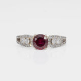 Estate | 0.9ct Rubellite Tourmaline & Diamond Ring in 14K White Gold – Round 6mm – Vintage Pink-Red Glow