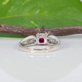 Estate | 0.9ct Rubellite Tourmaline & Diamond Ring in 14K White Gold – Round 6mm – Vintage Pink-Red Glow