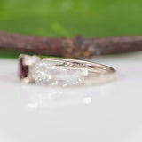 Estate | 0.9ct Rubellite Tourmaline & Diamond Ring in 14K White Gold – Round 6mm – Vintage Pink-Red Glow