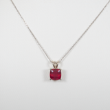 2.4 Ct Natural Madagascar Ruby Pendant – Cushion Cut 7mm Solitaire Necklace in Solid 14K Gold Fine Gemstone Jewelry