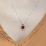 2.4 Ct Natural Madagascar Ruby Pendant – Cushion Cut 7mm Solitaire Necklace in Solid 14K Gold Fine Gemstone Jewelry