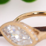Alison 14K Yellow Gold Lab Diamond and Natural Diamonds Ring | Marquise Shape 16x7.5mm