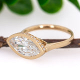 Alison 14K Yellow Gold Lab Diamond and Natural Diamonds Ring | Marquise Shape 16x7.5mm