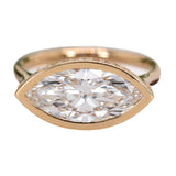 Alison 14K Yellow Gold Lab Diamond and Natural Diamonds Ring | Marquise Shape 16x7.5mm
