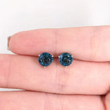 London Topaz Round Martini Solitaire Stud Earrings
