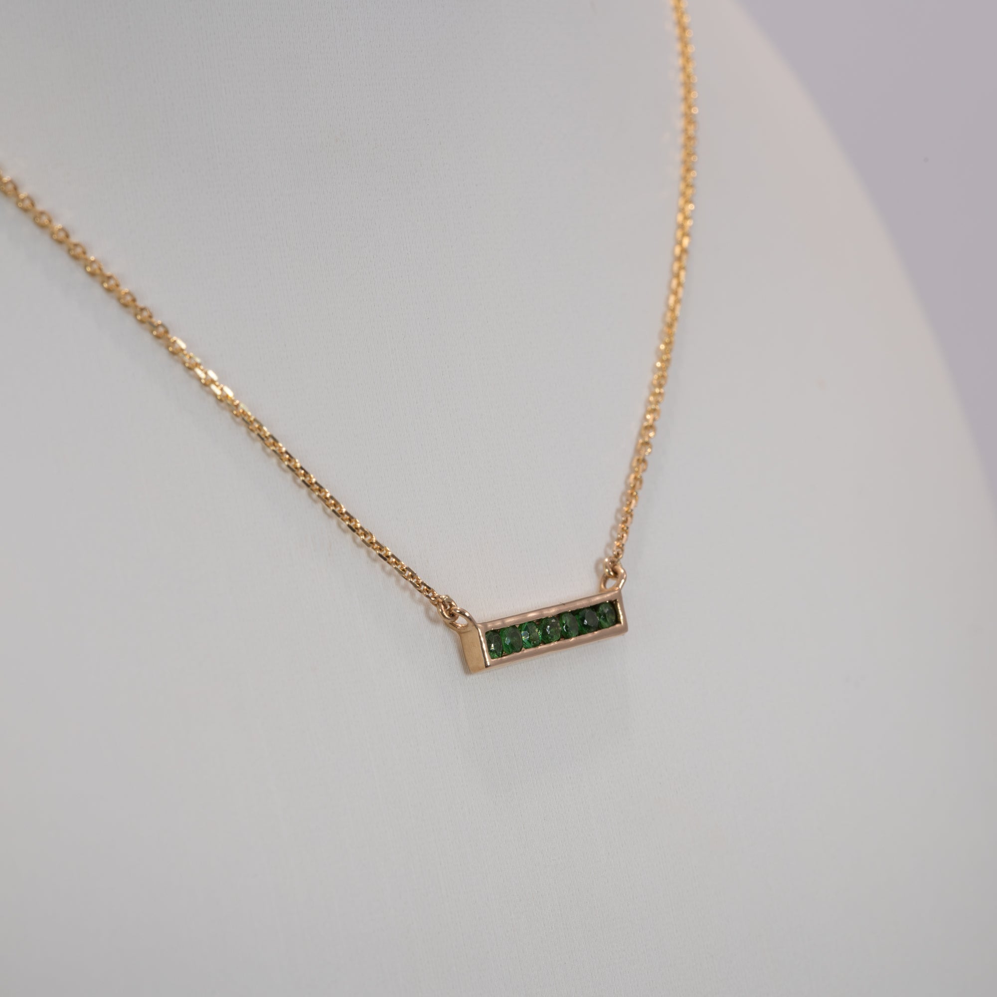 14K yellow gold zambian emerald necklace