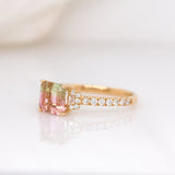 Anne 14K Yellow Gold Bi-Color Tourmaline and Diamond Ring | EM 6.7mm