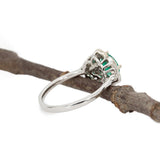 Ariax Solid 14k Gold Colombian Emerald Ring with Natural Diamonds Accents, 7mm