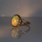 Elara Solid 14k Rose Gold Opal Ring with Natural Diamonds Accent | Oval 11x9mm