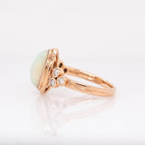 Elara Solid 14k Rose Gold Opal Ring with Natural Diamonds Accent | Oval 11x9mm