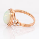 Elara Solid 14k Rose Gold Opal Ring with Natural Diamonds Accent | Oval 11x9mm