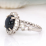 Kaya 14K White Gold Star Sapphire and Diamond Ring | 9x7mm