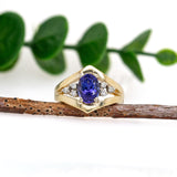Yashika 14K Yellow Gold Tanzanite Diamond Ring | Oval 8x6mm