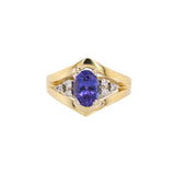Yashika 14K Yellow Gold Tanzanite Diamond Ring | Oval 8x6mm