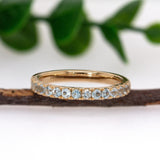 14K Solid Gold Peridot / Aquamarine Halfway Band | Round 2mm | Customizable
