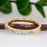 14K Solid Gold Peridot / Aquamarine Halfway Band | Round 2mm | Customizable