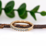 14K Solid Gold Peridot / Aquamarine Halfway Band | Round 2mm | Customizable