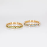 14K Solid Gold Peridot / Aquamarine Halfway Band | Round 2mm | Customizable