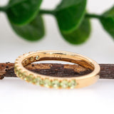 14K Solid Gold Peridot / Aquamarine Halfway Band | Round 2mm | Customizable