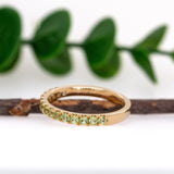 14K Solid Gold Peridot / Aquamarine Halfway Band | Round 2mm | Customizable