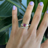 14K yellow gold pink sapphire ring