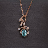 Jagriti 14K Solid Rose Gold Afghan Tourmaline and Natural Diamonds Pendant | Pear 5x4mm