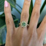 14K yellow gold demantoid garnet ring