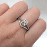 Evren Solid 14k White Gold Diamond Ring with Natural Diamonds Accents, Round 6.5mm