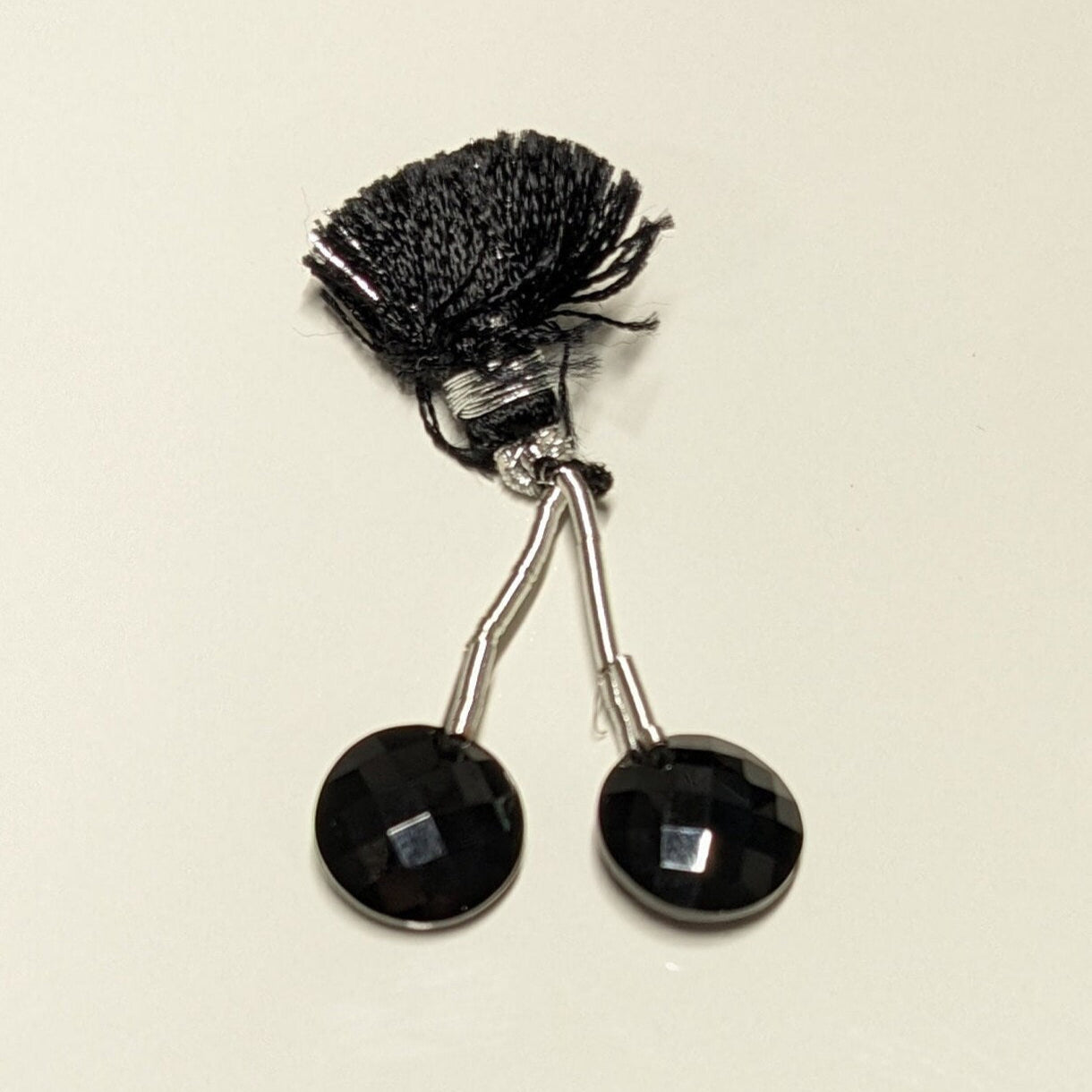 Natural Untreated Black Spinel || Drilled Matching Pair || Round Shape- Side Drilled Beautiful Faceted Gem || 12x6mm
