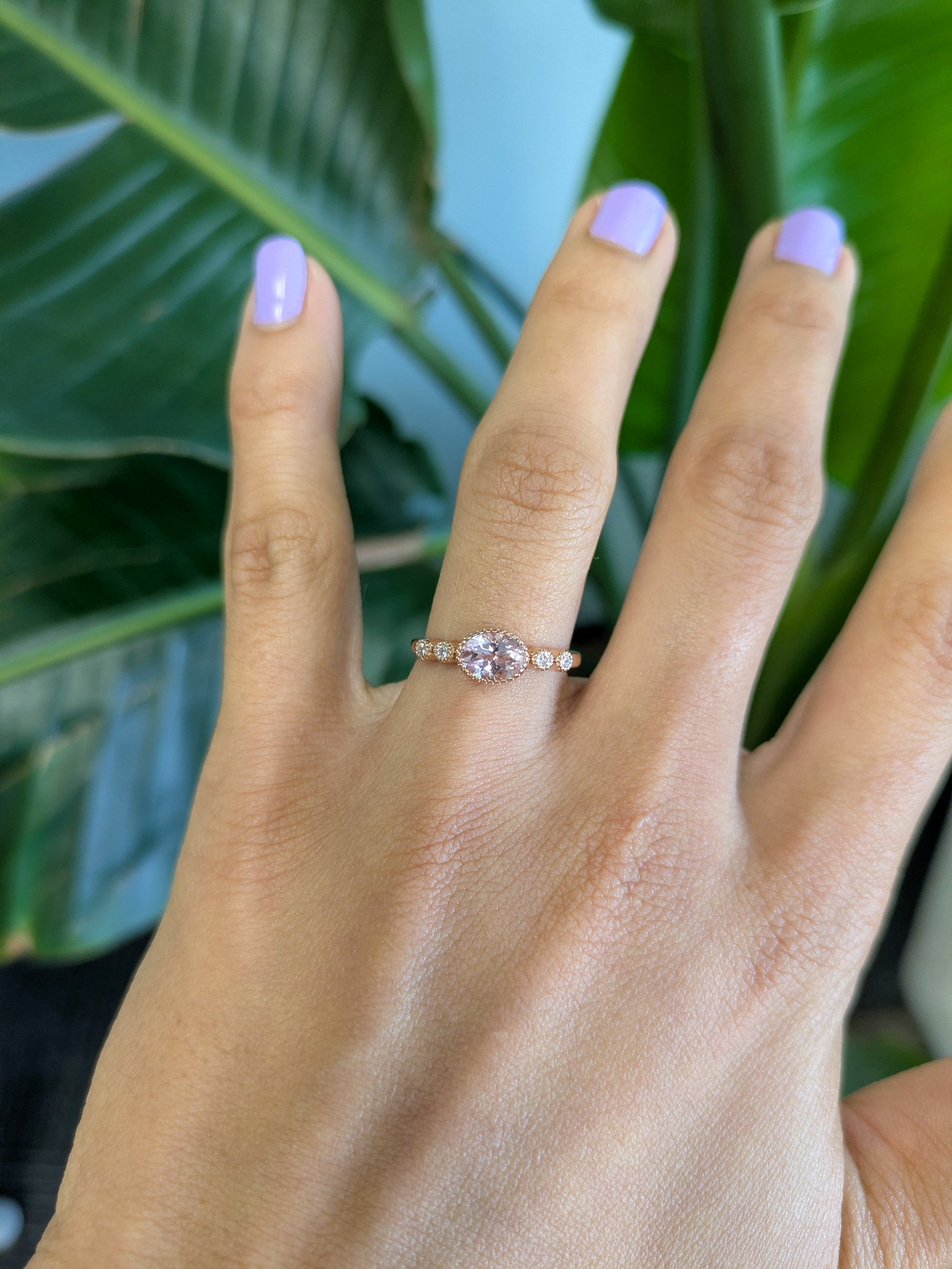 14K rose gold cor de rosa morganite ring