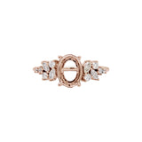 Christine 14K Solid Gold Ring Setting with Diamonds | Oval 8x6mm