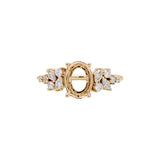 Christine 14K Solid Gold Ring Setting with Diamonds | Oval 8x6mm