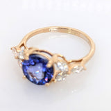 Prishi 14K Yellow Gold Tanzanite Diamond Ring | Round 8mm