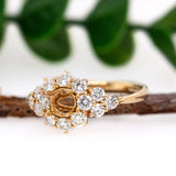 Rihanna 14K Solid Gold Ring Setting with Diamonds | Round 4mm 5mm