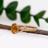 Vidhi 14K Yellow Gold Citrine and Natural Diamond Ring | OV 8x6mm