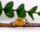 Vidhi 14K Yellow Gold Citrine and Natural Diamond Ring | OV 8x6mm