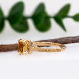 Vidhi 14K Yellow Gold Citrine and Natural Diamond Ring | OV 8x6mm
