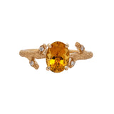 Vidhi 14K Yellow Gold Citrine and Natural Diamond Ring | OV 8x6mm