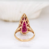 12.9Ct Rubellite Tourmaline Ring with Earth-Mined Diamond Halo in Solid 14K Gold - Luxury Statement Fine Jewelry Ring for Women