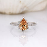 Danny 14K White Gold Imperial Topaz and Natural Diamonds Ring | Pear 8.4x6mm